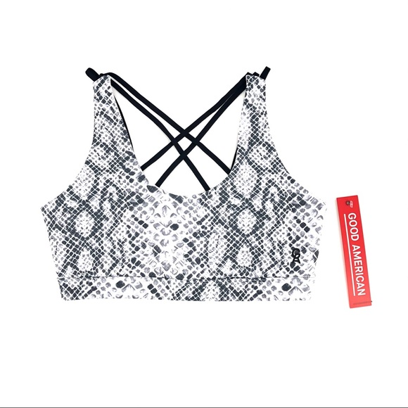 Good American Black White Snakeskin Print Bra - Picture 2 of 7